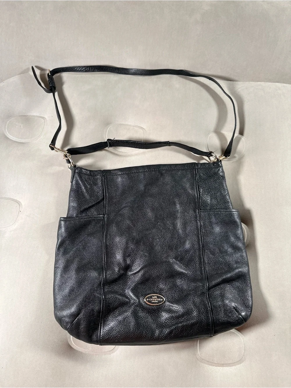 Coach Isabelle Hobo Black Pebbled Leather Crossbody Handbag Retro Y2K Gothcore